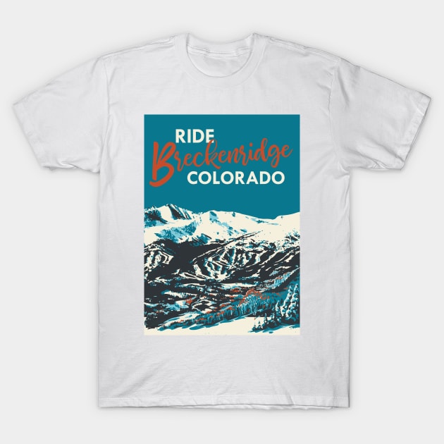 Breckenridge Vintage Snowboarding Poster T-Shirt by ROEDERcraft